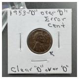 1953-D Over "D" Error Wheat Cent