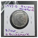 1937-G Germany Third Reich 2 Reichsmark Silver Coi
