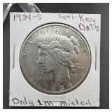 1934-S Peace Silver Dollar Semi-Key Date