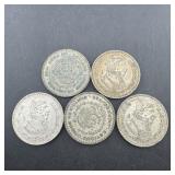 (5) Mexico Un Peso Silver Coins