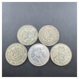 (5) Mexico Un Peso Silver Coins