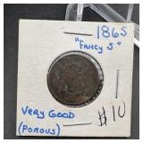 1865 Two-Cent Shield Piece Fancy 5