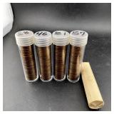 (5x The Bid) Wheat Cent Rolls 1940s & 1950s Unsear