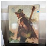 Vintage Painted Glass Picture Frame