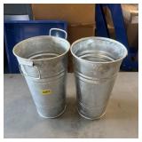 (2) 12-Inch Tall Galvanized Flower Pots