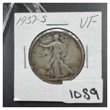 1937-S Walking Liberty Silver Half Dollar