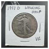 1937-D Walking Liberty Silver Half Dollar
