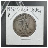 1936-S Walking Liberty Silver Half Dollar