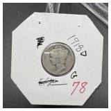 1918-D Mercury Silver Dime