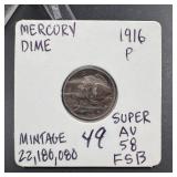 1916 Mercury Silver Dime