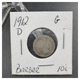 1912-D Barber Silver Dime
