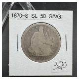 1870-S Seated Liberty Half Dollar