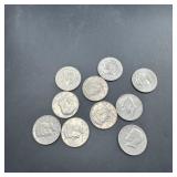 10 Kennedy Half Dollars Various Dates