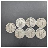 Seven Standing Liberty Silver Quarters No Date