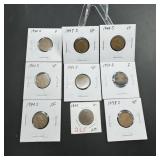 9 Lincoln Wheat Cent Coin Collection