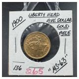 1900 $5 Liberty Gold Coin