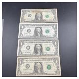 Four $1 Notes 1988ï¿½1995
