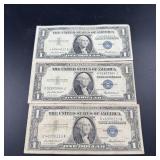 Three 1935 & 1957 Silver Certificates With Star No