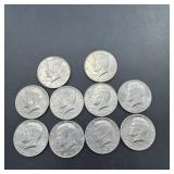 10 Kennedy Half Dollars Various Dates