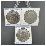 Three 1970s Eisenhower Dollars