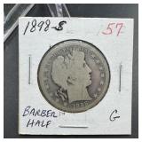 1898-S Barber Silver Half Dollar