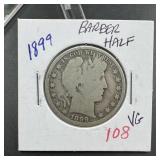1899 Barber Silver Half Dollar