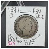 1897-O Barber Silver Half Dollar