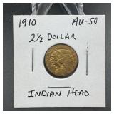 1910 $2.50 Indian Head Gold Quarter Eagle
