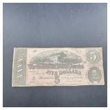 1864 Confederate States $5 Note
