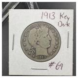 1913 Barber Silver Half Dollar