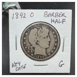 1892-O Barber Silver Half Dollar