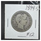 1894-S Barber Silver Half Dollar
