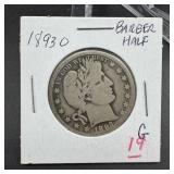 1893-O Barber Silver Half Dollar