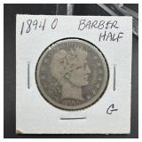 1894-O Barber Silver Half Dollar
