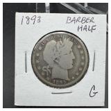 1893 Barber Silver Half Dollar
