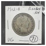 1912-D Barber Silver Half Dollar