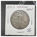1933-S Walking Liberty Silver Half Dollar