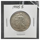 1945-S Walking Liberty Silver Half Dollar