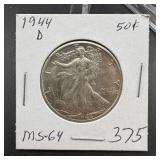 1944-D Walking Liberty Silver Half Dollar