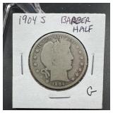 1904-S Barber Silver Half Dollar