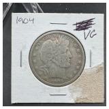 1904 Barber Silver Half Dollar