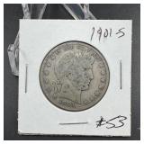 1901-S Barber Silver Half Dollar