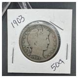 1903 Barber Silver Half Dollar