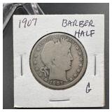 1907 Barber Silver Half Dollar