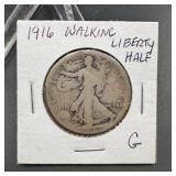 1916 Walking Liberty Silver Half Dollar
