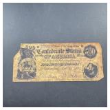1864 Confederate States $500 Note