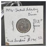 1876 Seated Liberty Dime
