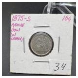 1875-S Seated Liberty Dime