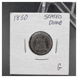1850 Seated Liberty Dime
