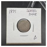 1875 Seated Liberty Dime